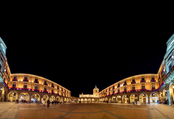 Panoramic view of the Mercado Chico square, the main square of Ávila, a UNESCO world heritage city.