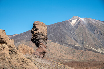 Fototapeta na wymiar The rock formations of Los Roques de Garcia in Tenerife during a sunny and clear summer day