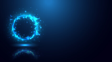 Virtual reality barrier innovation. Futuristic hexagon interface. Power energy of circular hexagon element. Placeholder, landing page and UI for web. Glowing swirl universe trail cosmic