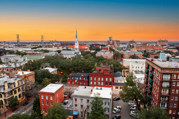 Savannah, Georgia, USA Downtown Skyline - obrazy, fototapety, plakaty
