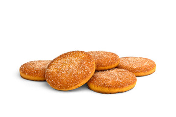 Shortbread orange cookies isolated on white background.