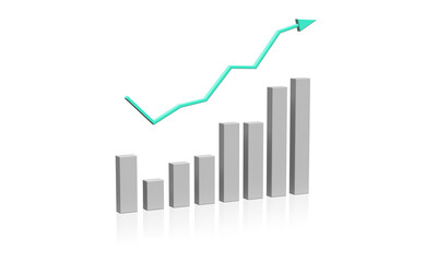 3D rendering. Illustration statistics finance chart graph analytics. Optimization Stock market To invest business website development concept.  Arrow target planning. 