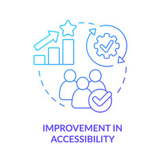 Improvement in accessibility blue gradient concept icon. Urban transport. Mobility as service value abstract idea thin line illustration. Isolated outline drawing. Myriad Pro-Bold font used