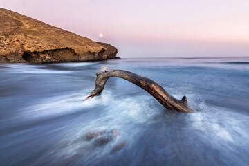 Fototapeta premium The cove of the half moon is located west of the famous Mónsul Beach, Cabo de Gata, Almeria