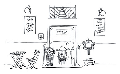 Hand drawn landscapes pen drawing