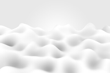 Abstract dynamic twisted wave on grey and white gradient background. 3d illustration