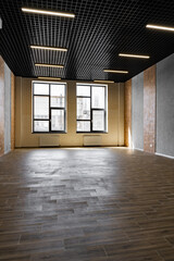 Empty open space office room with window