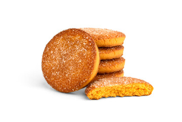Shortbread orange cookies isolated on white background.