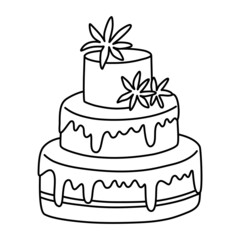 Wedding cake. Vector doodle drawing.
