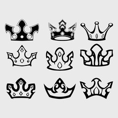Crown king illustration set vector