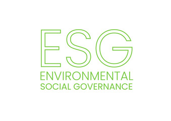 ESG - environmental, social and corporate governance business logo symbol sign. Green linear style esg company label banner design element. Environmentally sustainable growth and development concept.