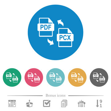 PDF PCX file conversion flat round icons