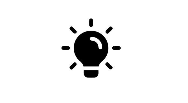 Bulb Light With Shining Concept, Cartoon Style Icon,  Symbol Of Creativity, Inspiration, And Ideas Solution Vector Illustration.
