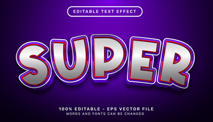 super 3d text effect with purple and steel color