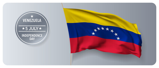 Venezuela independence day vector banner, greeting card.