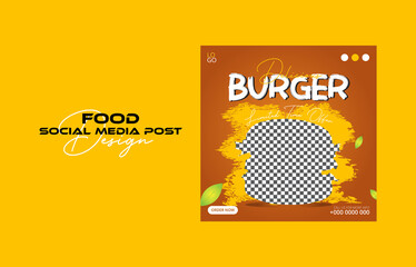 Super delicious food menu of burger template menu, FOOD RESTAURANT FRESH DELICIOUS BURGER BANNER FOR SOCIAL MEDIA POST TEMPLATE VECTOR