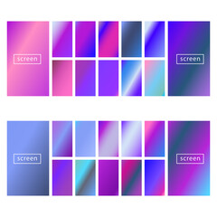 Fototapeta premium Mobile screen lock display collection of colorful backgrounds in trendy neon colors. Modern screen vector design for mobile app. Soft color abstract pastel holographic gradients. Swatches for design