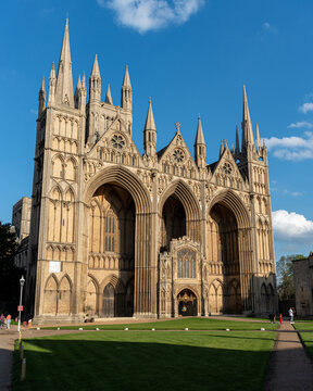 Peterborough Cathedral on a bright spring day