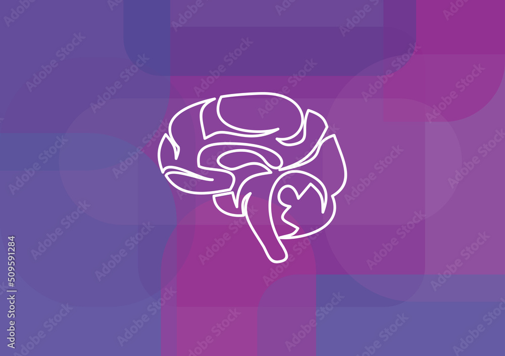Poster linear brain icon in vector.