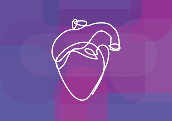 Vector medical elements with line heart