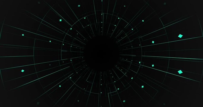 Black hole with green blue abstract tunnel. Seamless looped background. Digital technology  tunnel. Altcoins logo reveal. Crypto  
premium luxury design template. Animated geometric soft 3d circular