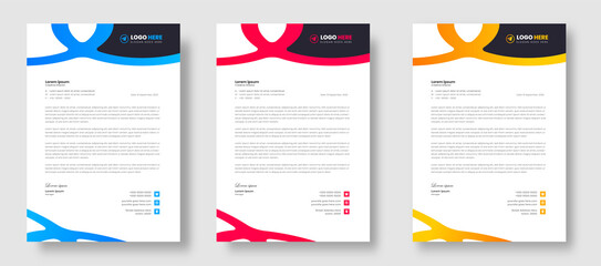 corporate modern business letterhead design template with yellow, blue and red color. creative modern letterhead design template for your project. letter head, letterhead, business letterhead design.
