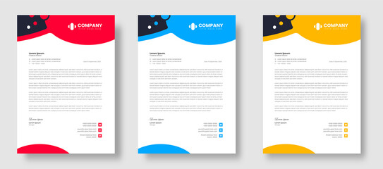 corporate modern business letterhead design template with yellow, blue and red color. creative modern letterhead design template for your project. letter head, letterhead, business letterhead design.