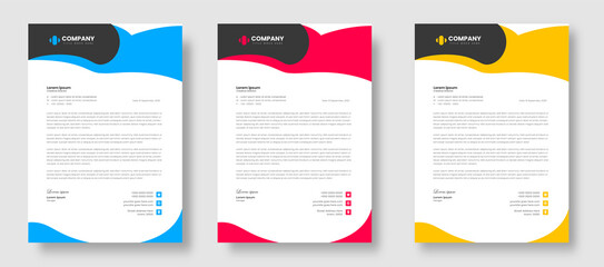 corporate modern business letterhead design template with yellow, blue and red color. creative modern letterhead design template for your project. letter head, letterhead, business letterhead design.