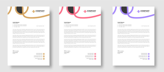 corporate modern business letterhead design template with yellow, red and purple color. modern letterhead design template for your project. letter head, letterhead, business letterhead design.
