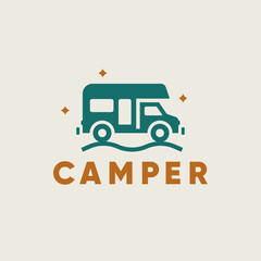 Camper Motor Home modern logo design icon vector.