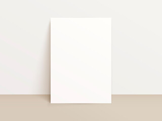 Empty poster mock up with realistic shadows. Vector poster for your advertisement or informational message. Universal background template for text. White sheet near a light wall.
