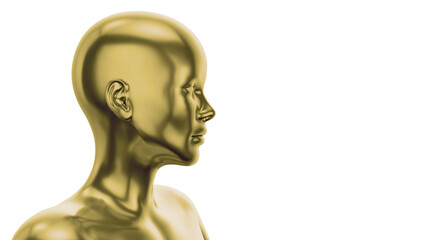 gold female portrait side view 3d rendering 3d illustration