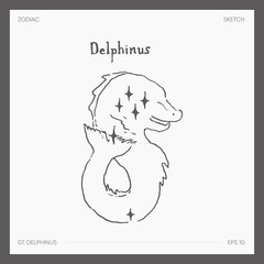 Sketch of astrological zodiac Delphinus Dolphin