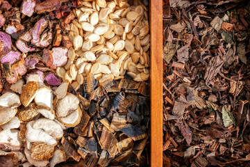 Herbal medicine,medicinal herbs and herbal medicinal root.Natural herbs medicine.Chinese herbal medicine