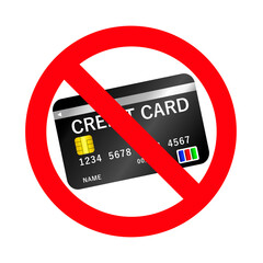 クレジットカード不可のベクターイラスト。
「クレジットカードは使えません」を意味する標識。
