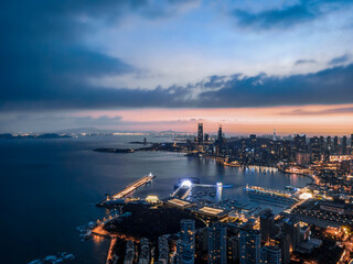 Fototapeta premium Aerial photography of the beautiful coastal city Qingdao
