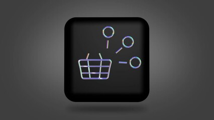 The appearance of a holographic icon on a black cube from a vortex of particles. sign shopping cart when ordering online. - Powered by Adobe