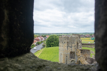 Inside the grounds of the medieval Warkworth Castle which was home to the powerful Percy family in the late Middle Ages