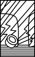 シンプルな花札の線画イラスト　霜月　栃　11月　栃のカス