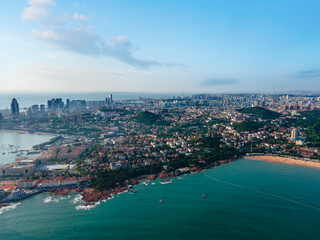 Fototapeta na wymiar Aerial photography of the beautiful coastal city Qingdao