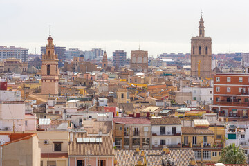 Old city skyline from the Torres de Quart - Valencia, Spain