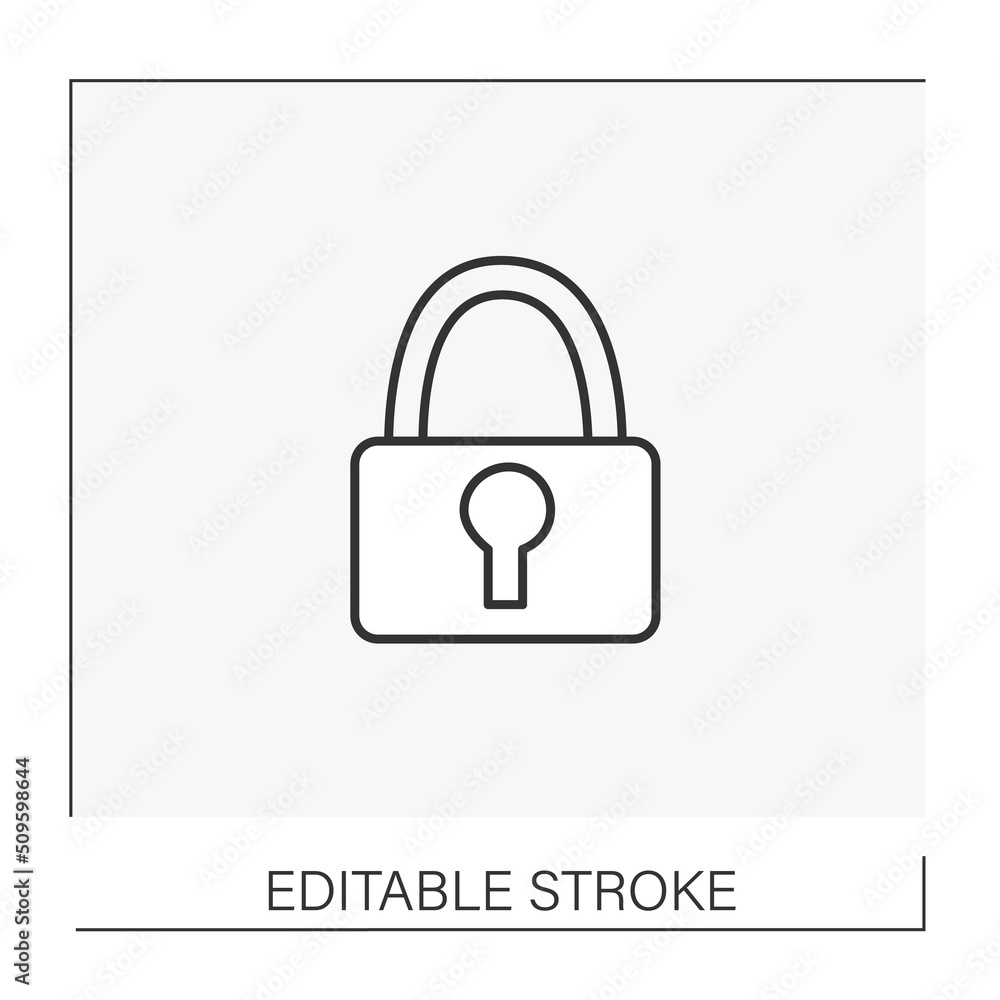 Poster locker line icon. limited access to personal data. lock. web service concept. isolated vector illust