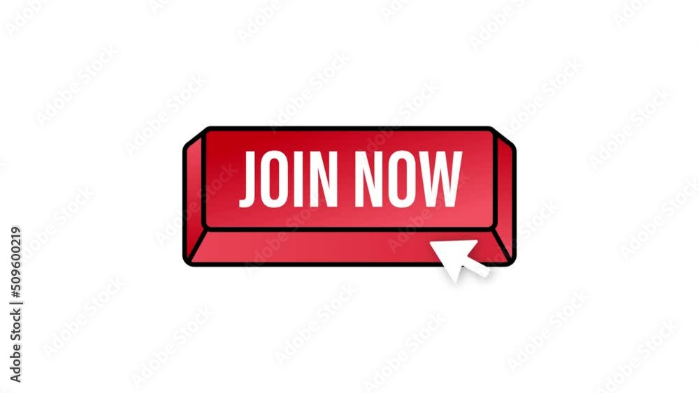 Poster modern icon with red join now button on white background for banner design. motion graphics design. 
