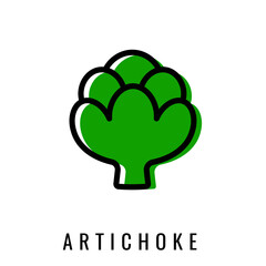 Artichoke color Icon. Vector illustration Artichoke in Line style. Isolated Vegetable Logo. Stylish solution for app or website.
