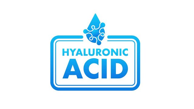 Hyaluronic acid in abstract style on blue background. Medical infographic 4k