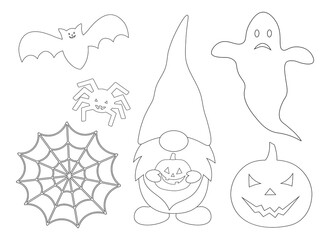 Halloween gnomes coloring vector illustration