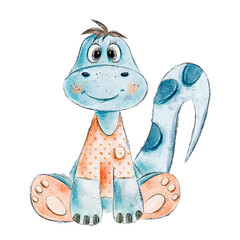 Watercolor Baby dinosaur.Baby animal character Isolated on a white background.
