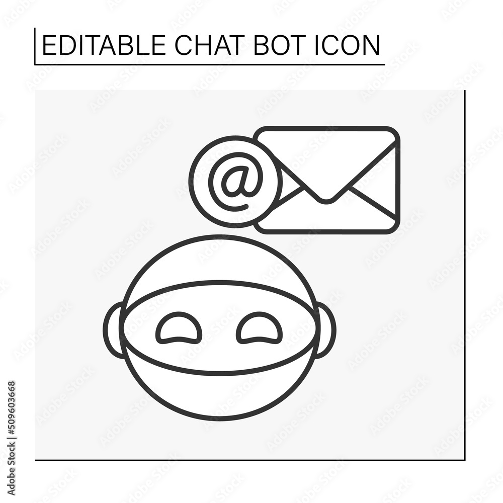 Poster robot line icon. email letter. online exchanging messages. chatbot concept. isolated vector illustra