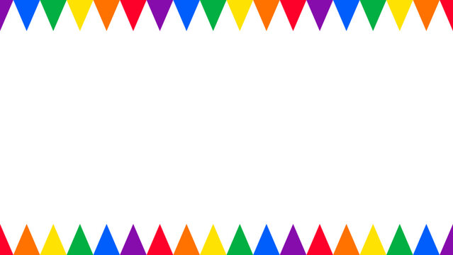 Horizontal triangle flag rainbow colorful background design. Happy LGBT people pride month theme vector template. 