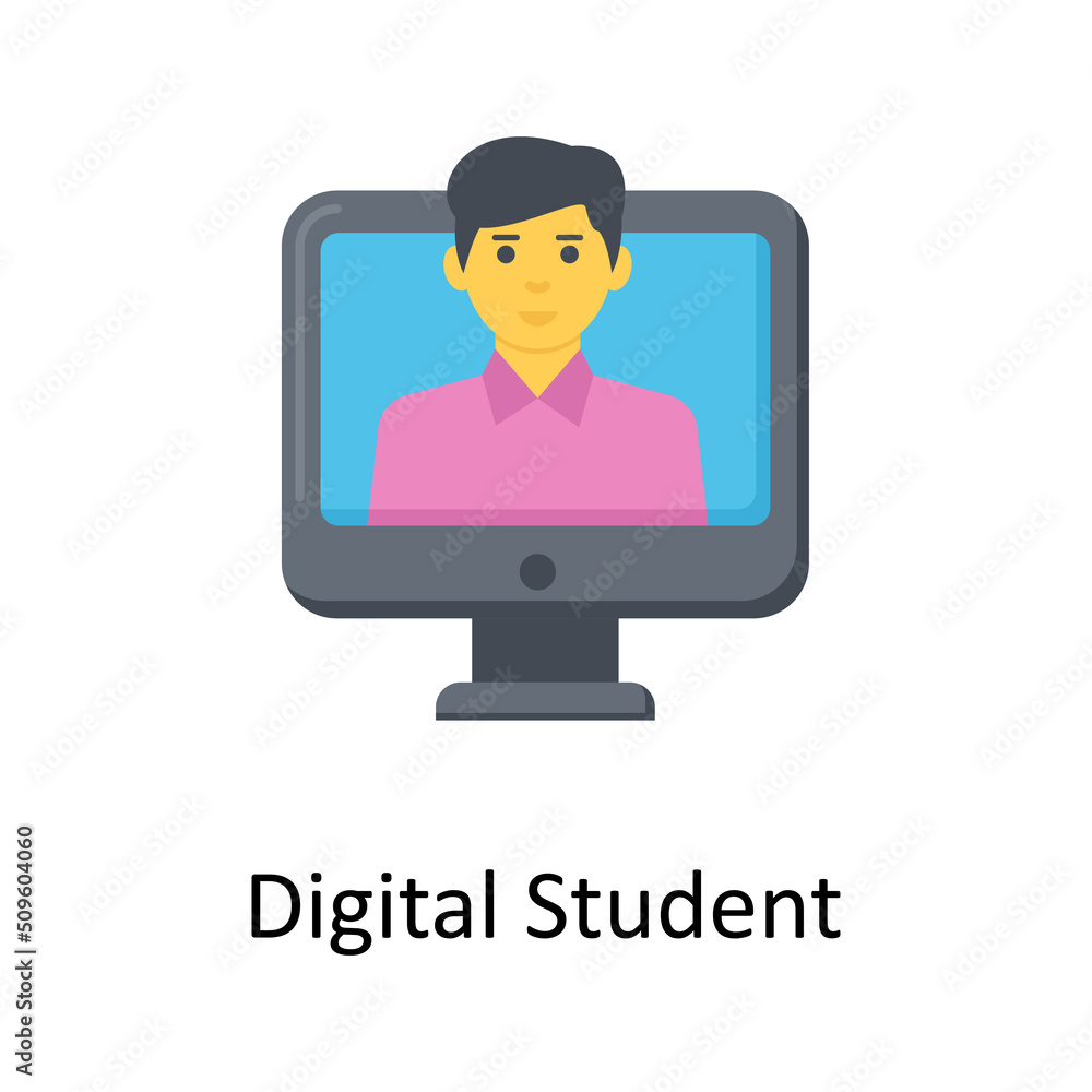 Poster digital student vector flat icon for web isolated on white background eps 10 file